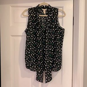 Banana Republic Sleeveless Polka Dot Blouse, Size L